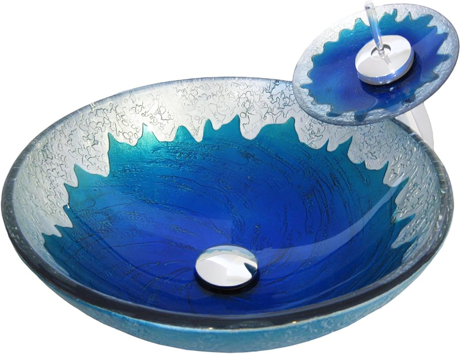 Novatto DIACCIO Glass Vessel Bathroom Sink Set, Chrome