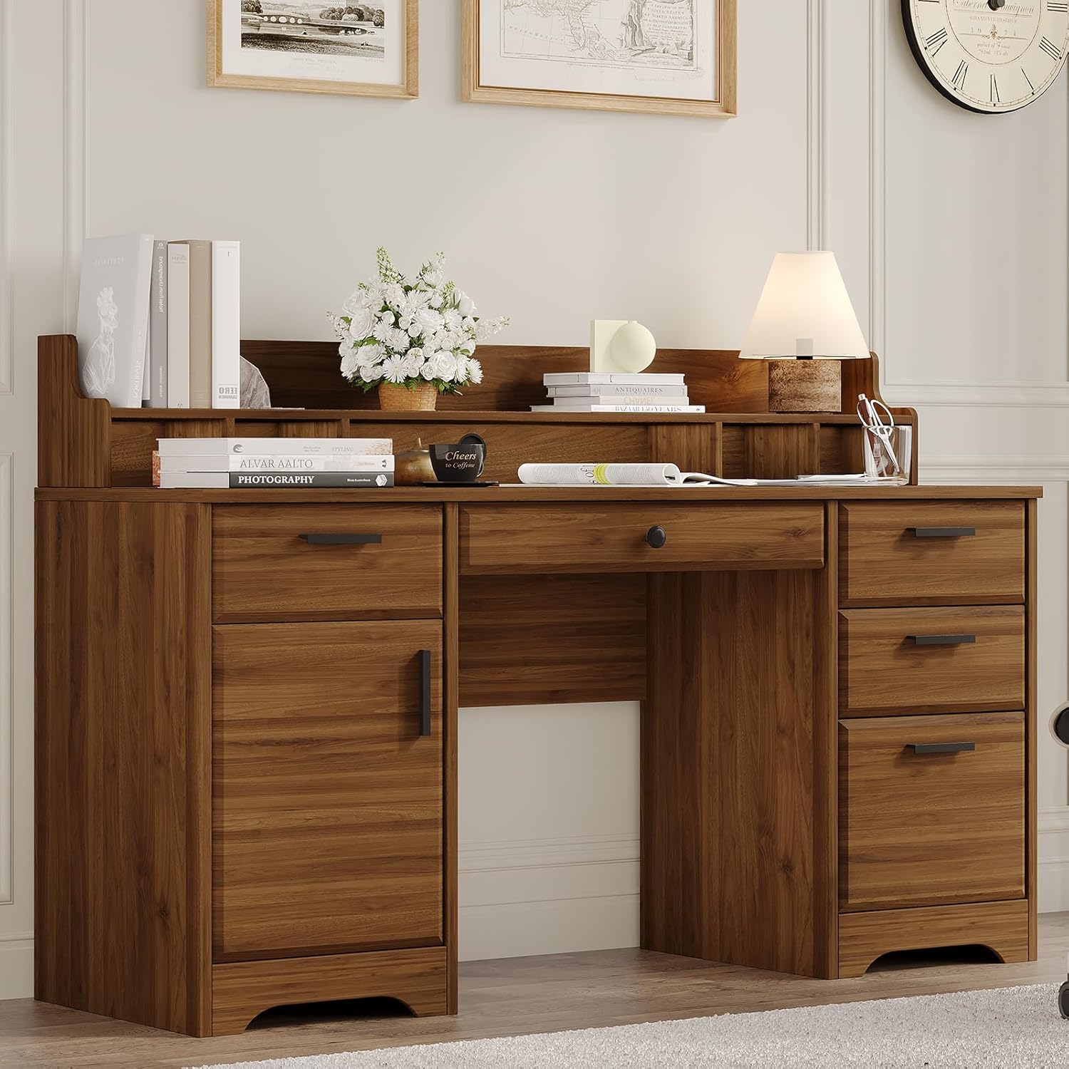 Transform Your Workspace: Review of the 58 Inch Rustic Brown Executive Desk