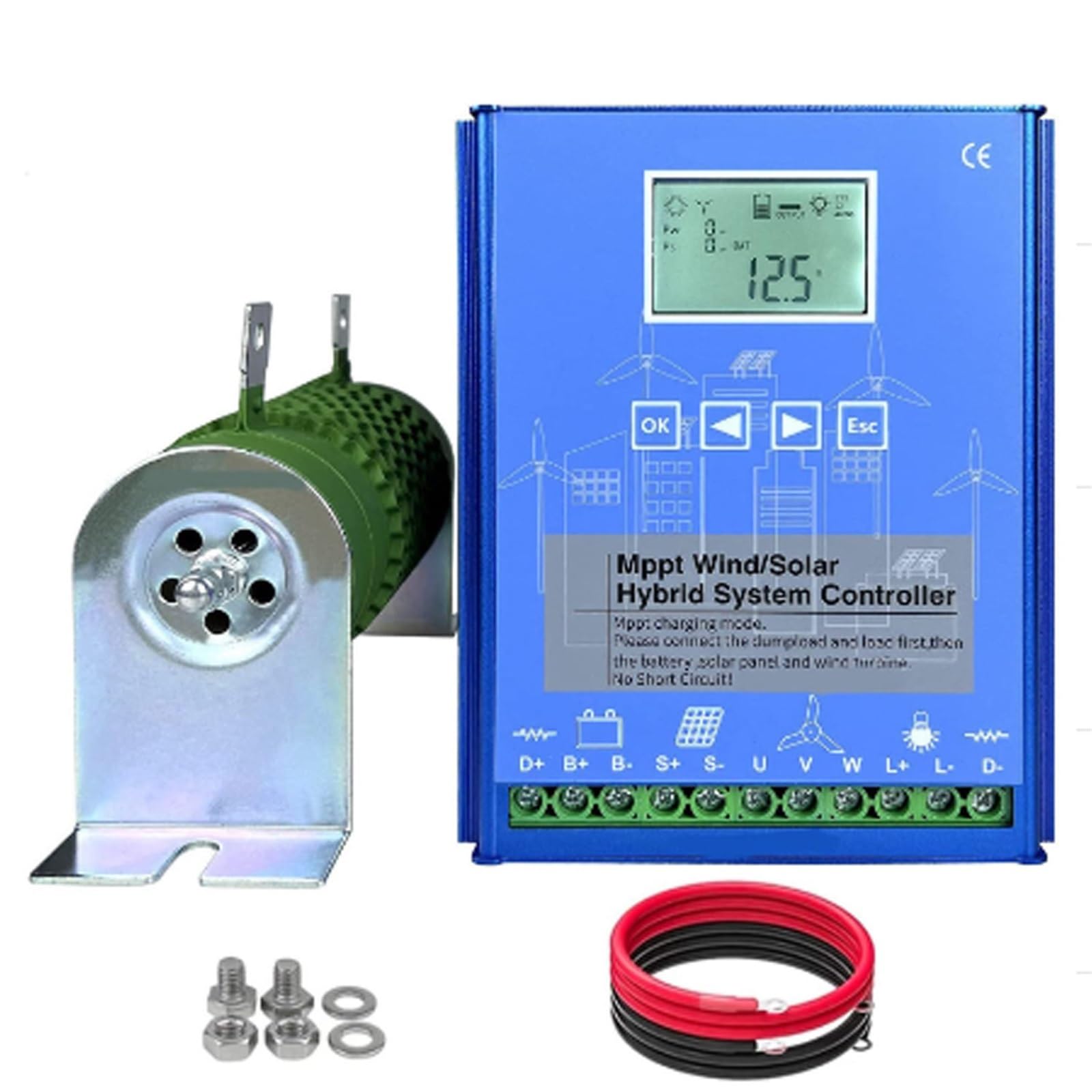Controlador de carga del sistema híbrido de viento solar MPPT de 2000 W-10000 W, 12 V, 24 V, 48 V, regulador automático de alta eficiencia, generadores de viento para uso doméstico (24 V, 2000