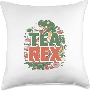Tea Rex - Funny T-Rex Tea Pun Dinosaur Tea Throw Pillow