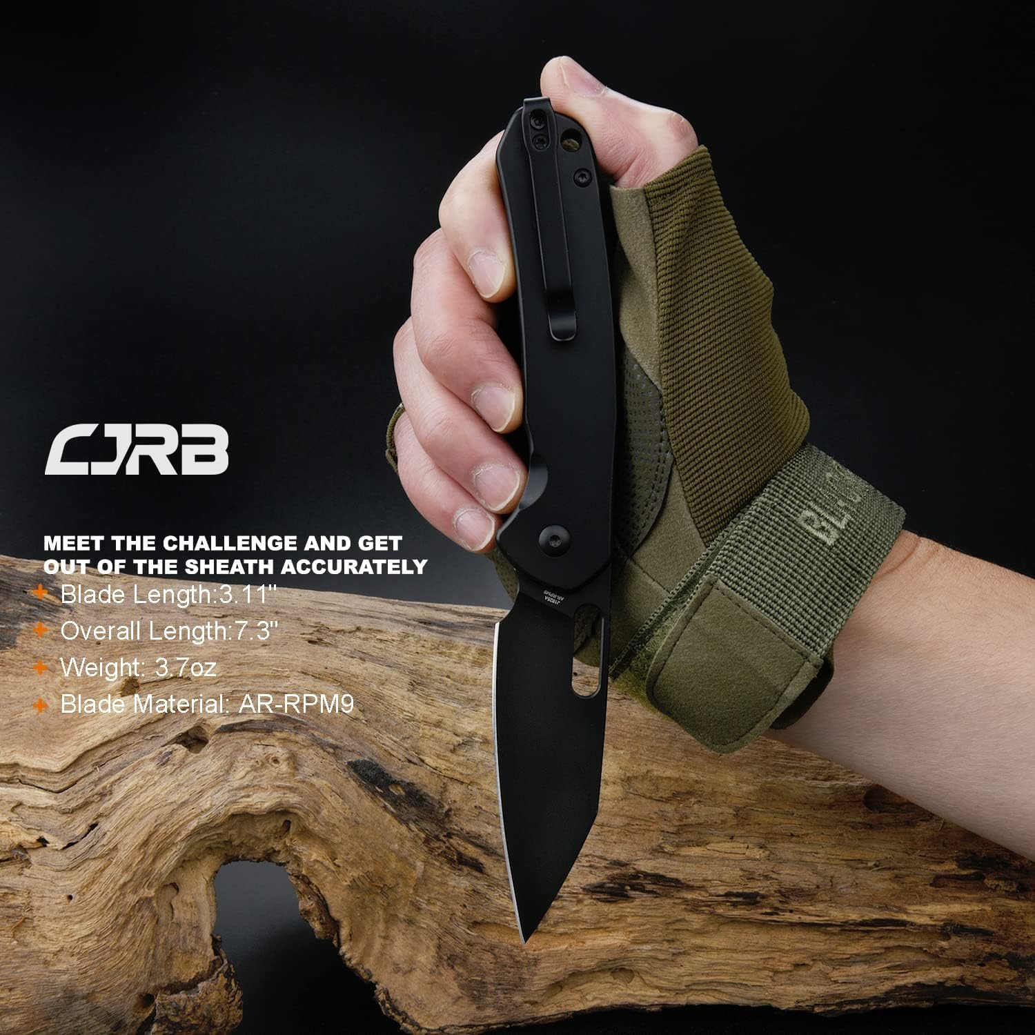 CJRB Pyrite Black Blade Wharncliffe Exklusives Taschenmesser J1925A aus AR-RPM9 Pulverstahl mit Keramik Kugellager