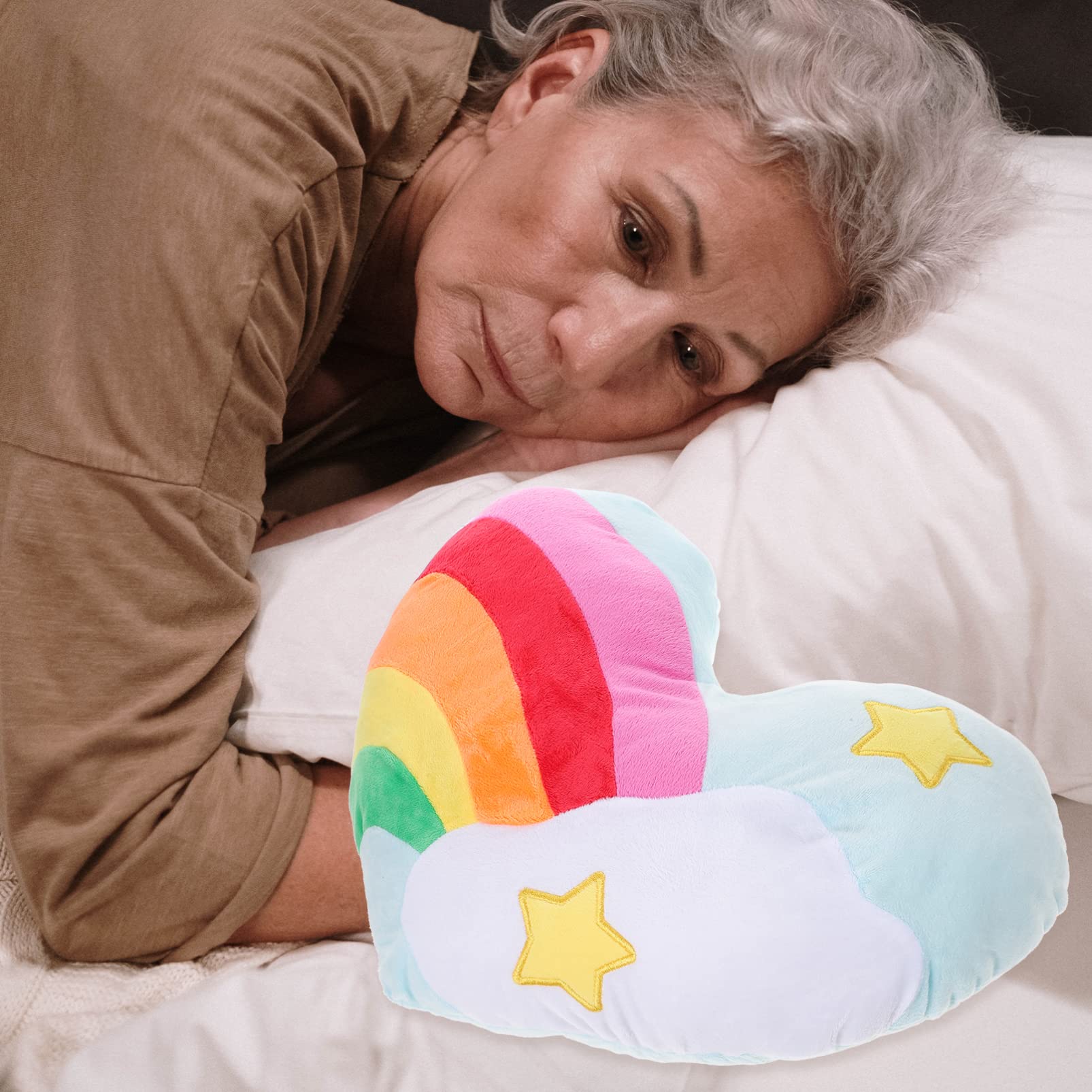 JEWEDECO Heart Shape Throw Pillow Boho Rainbow Pillow Soft Pp Cotton Cozy Home Decor for Birthday Christmas