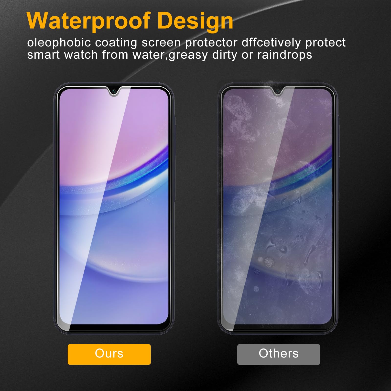 Paquete de 3 protectores de pantalla de privacidad para Samsung Galaxy A15, vidrio templado antiespía, dureza 9H, protector negro antiespía, sin burbujas, antiarañazos