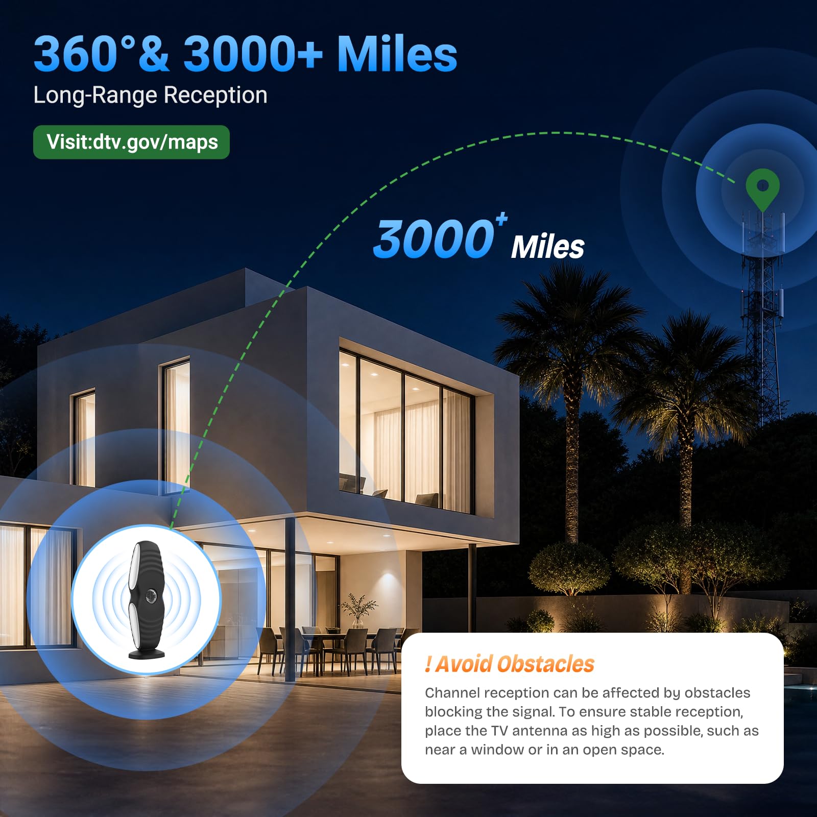 2026 Antenna TV interna per canali locali con amplificatore di segnale