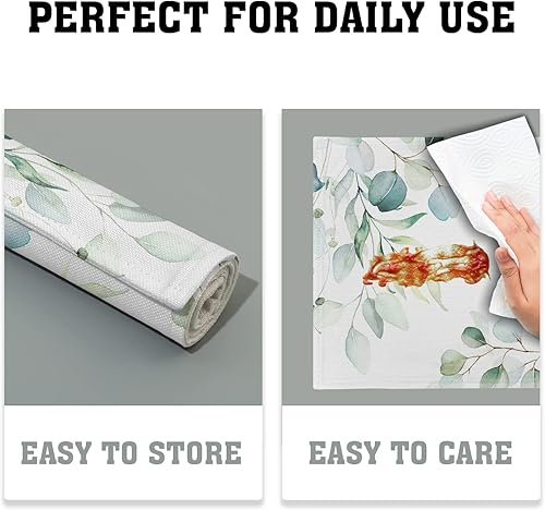 Miniatura 6 de Juego de 4 manteles individuales de primavera lavables antideslizantes resistentes al calor de 12 x 18 pulgadas color verde salvia hojas de
