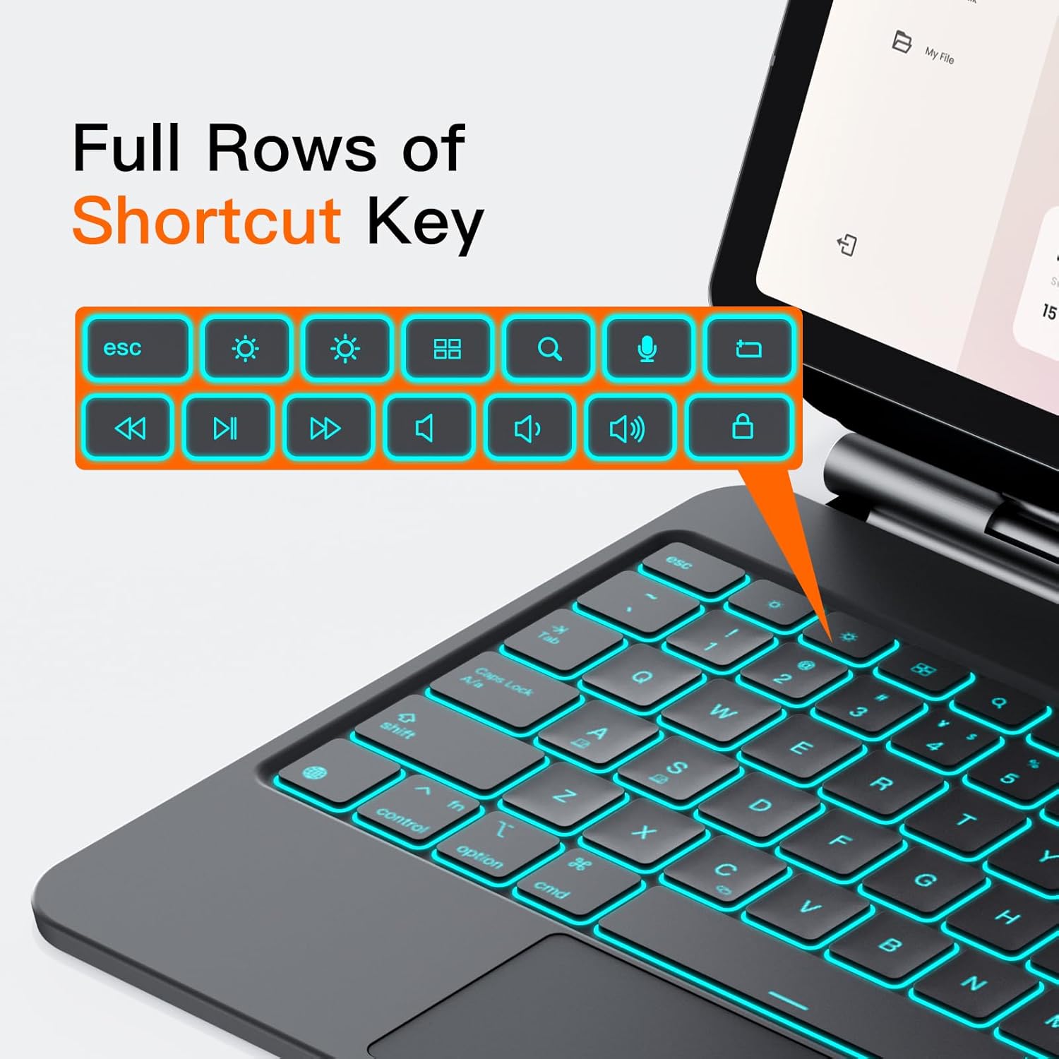 JUQITECH Magic Keyboard Case for Samsung Galaxy Tab S6 Lite 10.4 Inch Magnetic Floating Cantilever Stand Wireless Backlit Multi-Touch Trackpad Keyboard, Battery Display for Tab S6 Lite 2024/2022/2020