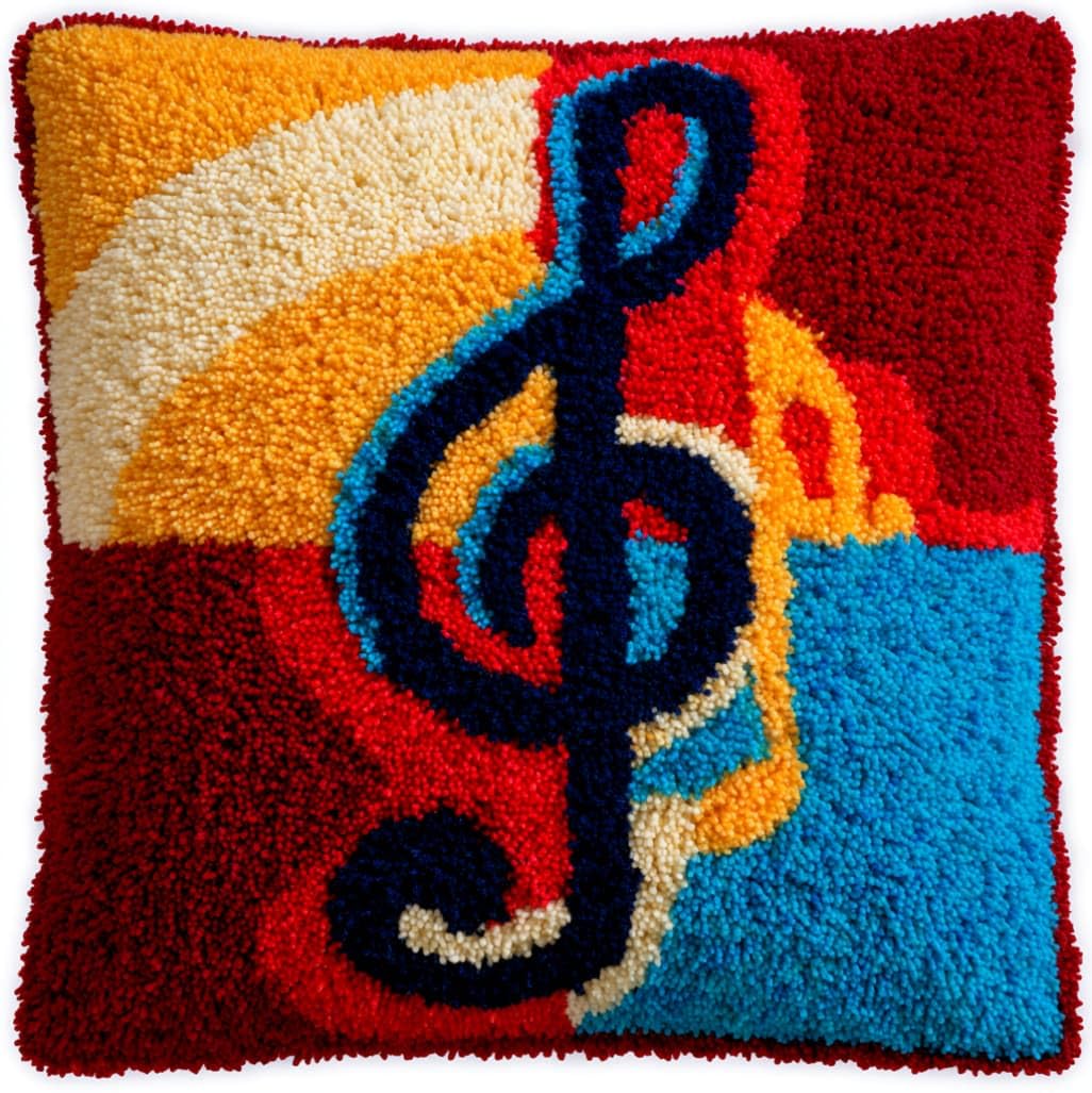 AxiangziK Latch Hook Cushion Kit 17x17in,Colorful Notes