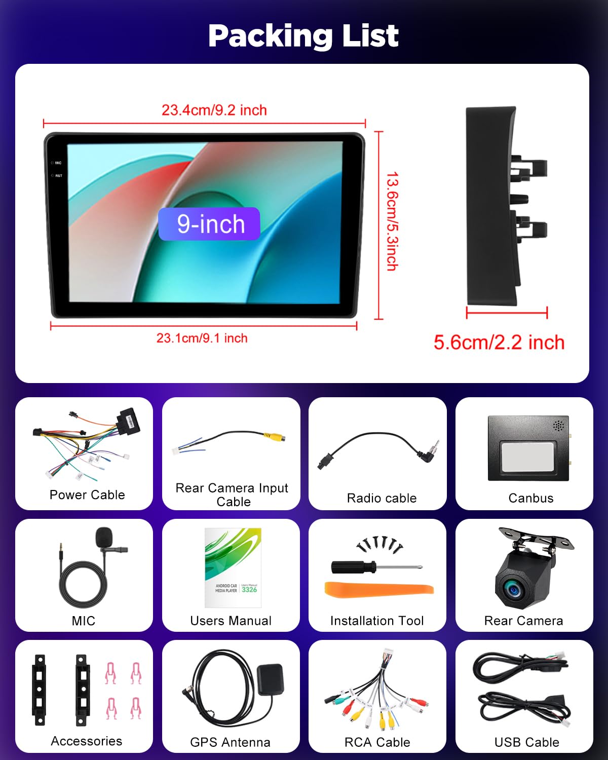 NHOPEEW 4+64G Autoradio per Volkswagen Touareg 2003-2010 con Wireless Carplay e Android Auto - Schermo incell da 9 pollici Supporto WiFi GPS Comandi al volante + Telecamera di retromarcia, Canbus