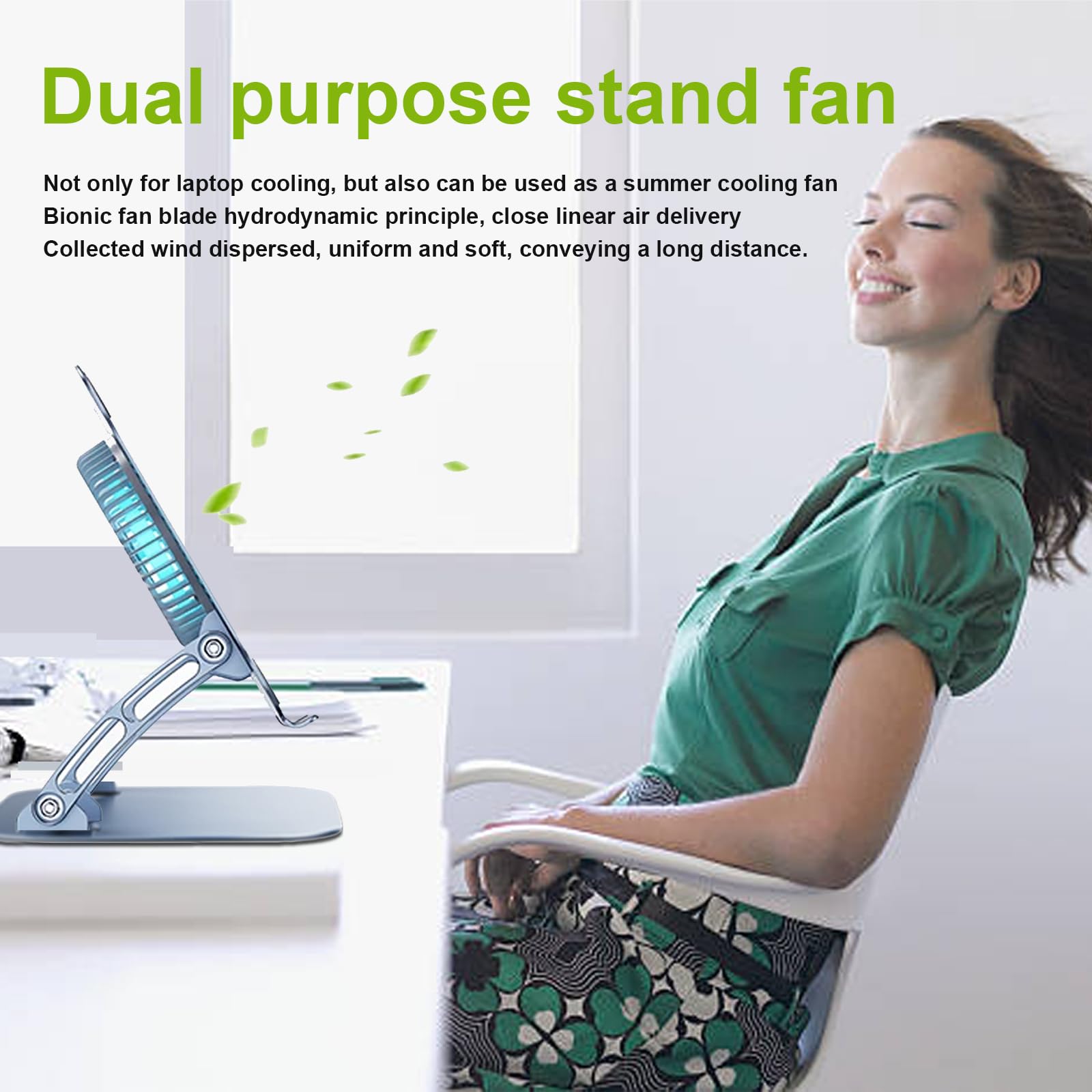 Support de refroidissement pour ordinateur portable – Support ergonomique fin pour ordinateur portable pour bureau, ventilateur de refroidissement à 3 vitesses réglable en hauteur pour