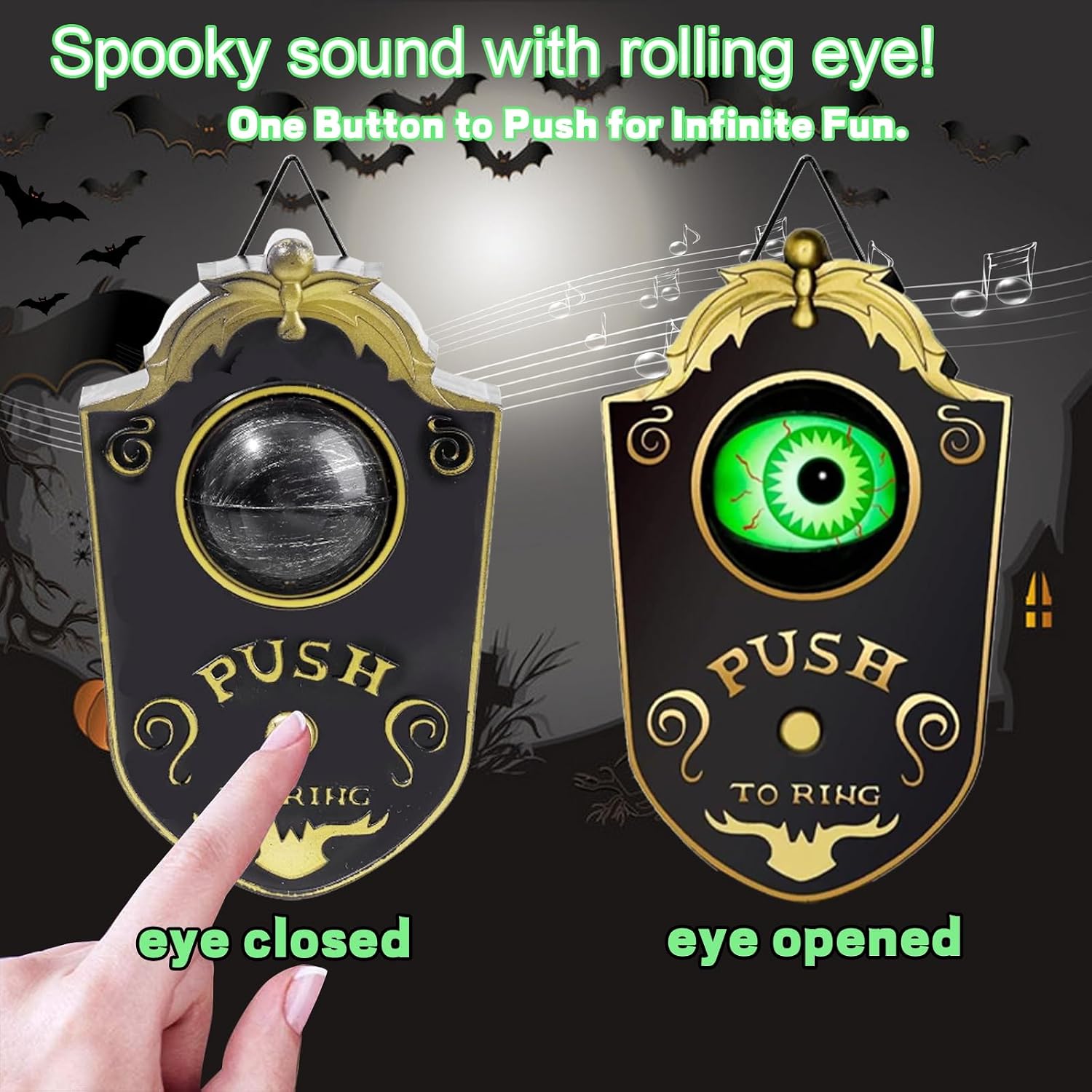 Halloween Decoration,Halloween Doorbell, One Eyed Doorbell with Spooky Sounds,Props for Haunted House Party Decor image 2