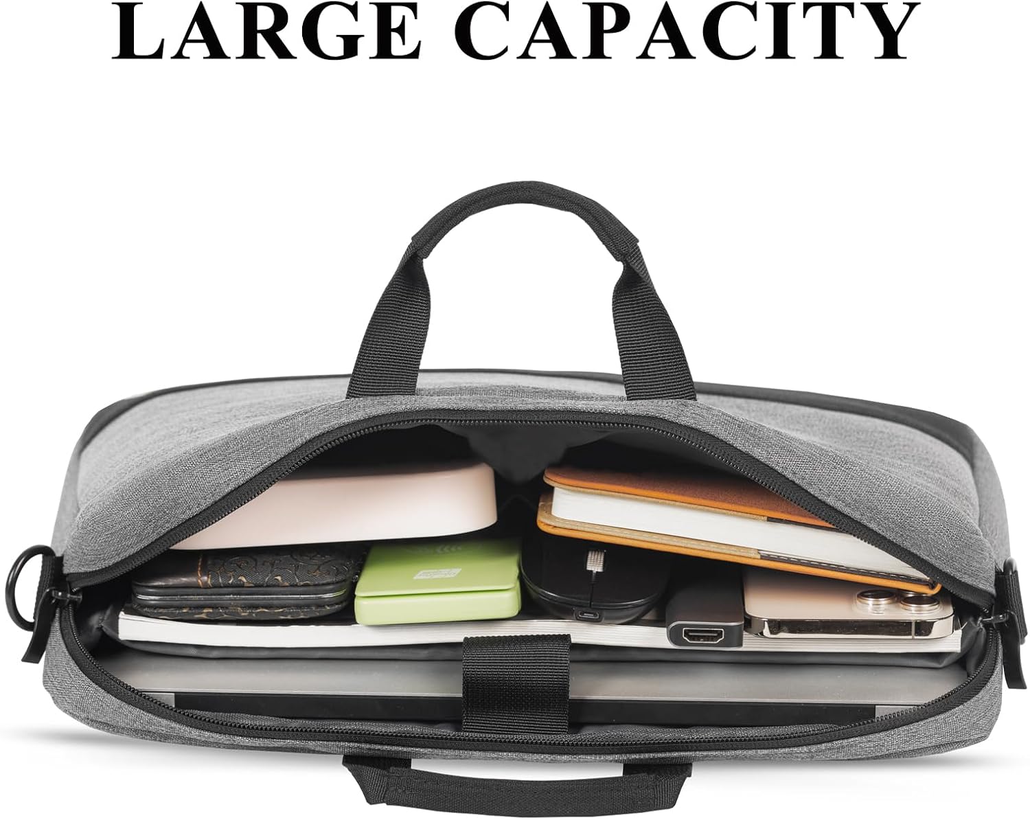 Laptop Case 15.6 inch Laptop Bag Sleeve,Water Resistant Laptop Carrying Cover Handle Shoulder Strap Computer Briefcases Compatible for Lenovo Dell HP Apple Asus Notebook Gifts Men Women Grey - Image 3