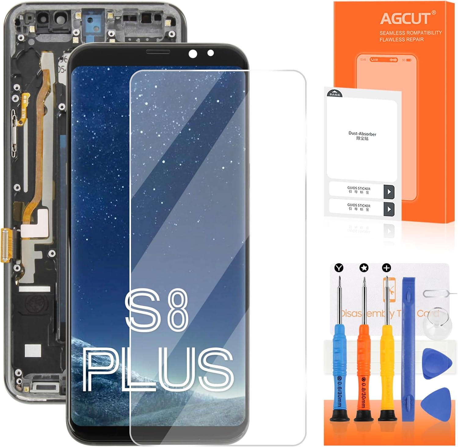 TFT for Samsung Galaxy S8 Plus Screen Replacement for Samsung S8 Plus LCD Display G955F G955A G955U LCD Digitizer Touch Screen Assembly Repair Part with Frame(No Fingerprint)