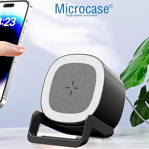 Microcase 4in1 Kablosuz Şarj Bluetooth Hoparlör Telefon Standı Led lamba 15W -AL4385