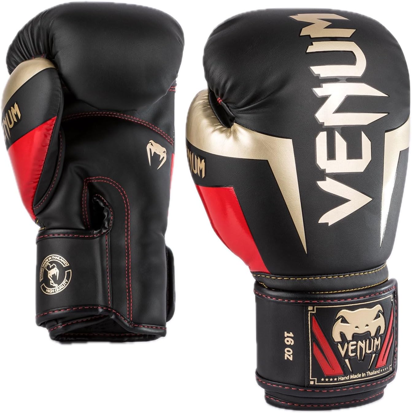 Elite Boxing Gloves - Black/Gold/Red