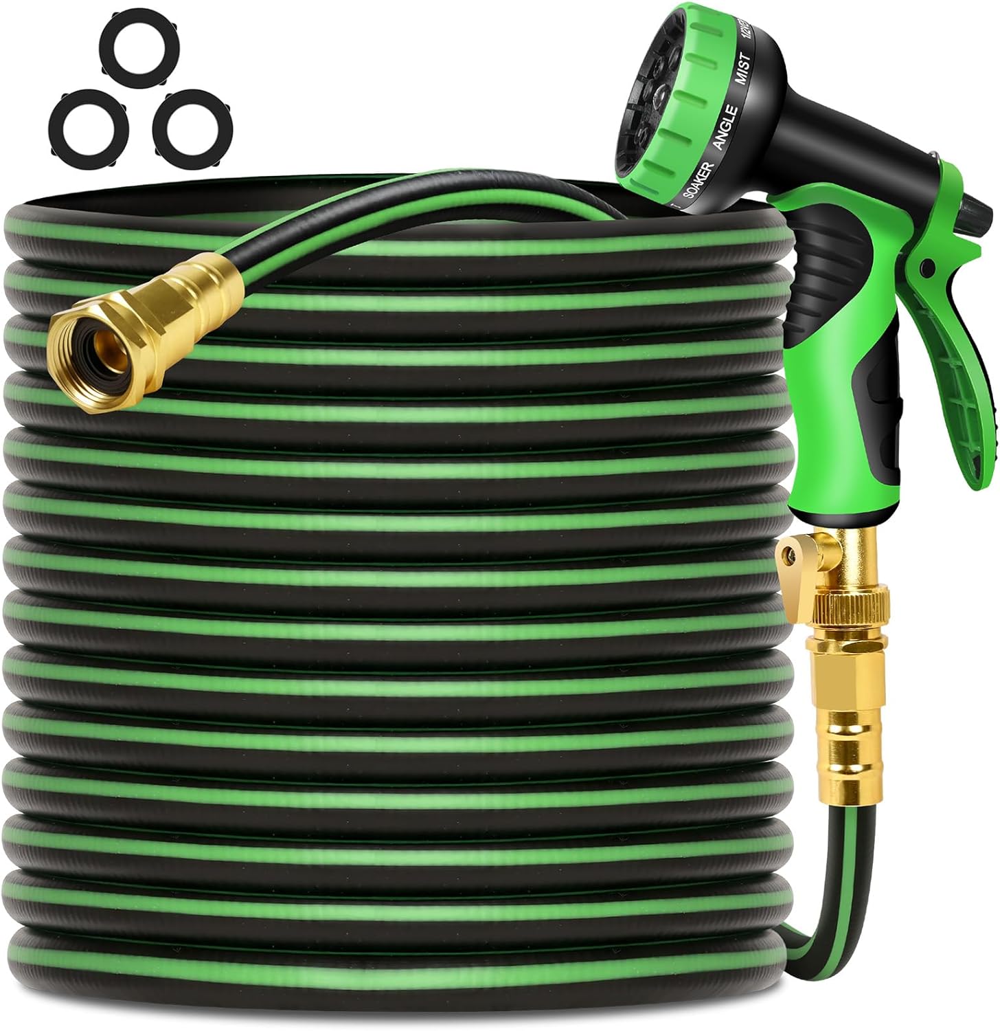 Garden Hose 100 ft Non-expandable Water Hose Flexible Durable 5 Layers TPV No Kink Lightweight Hybrid Hoses Heavy Duty with 3/4’’ Fittings-10 Way Nozzle Collapsible Outdoor Pipe for Yard Lawn