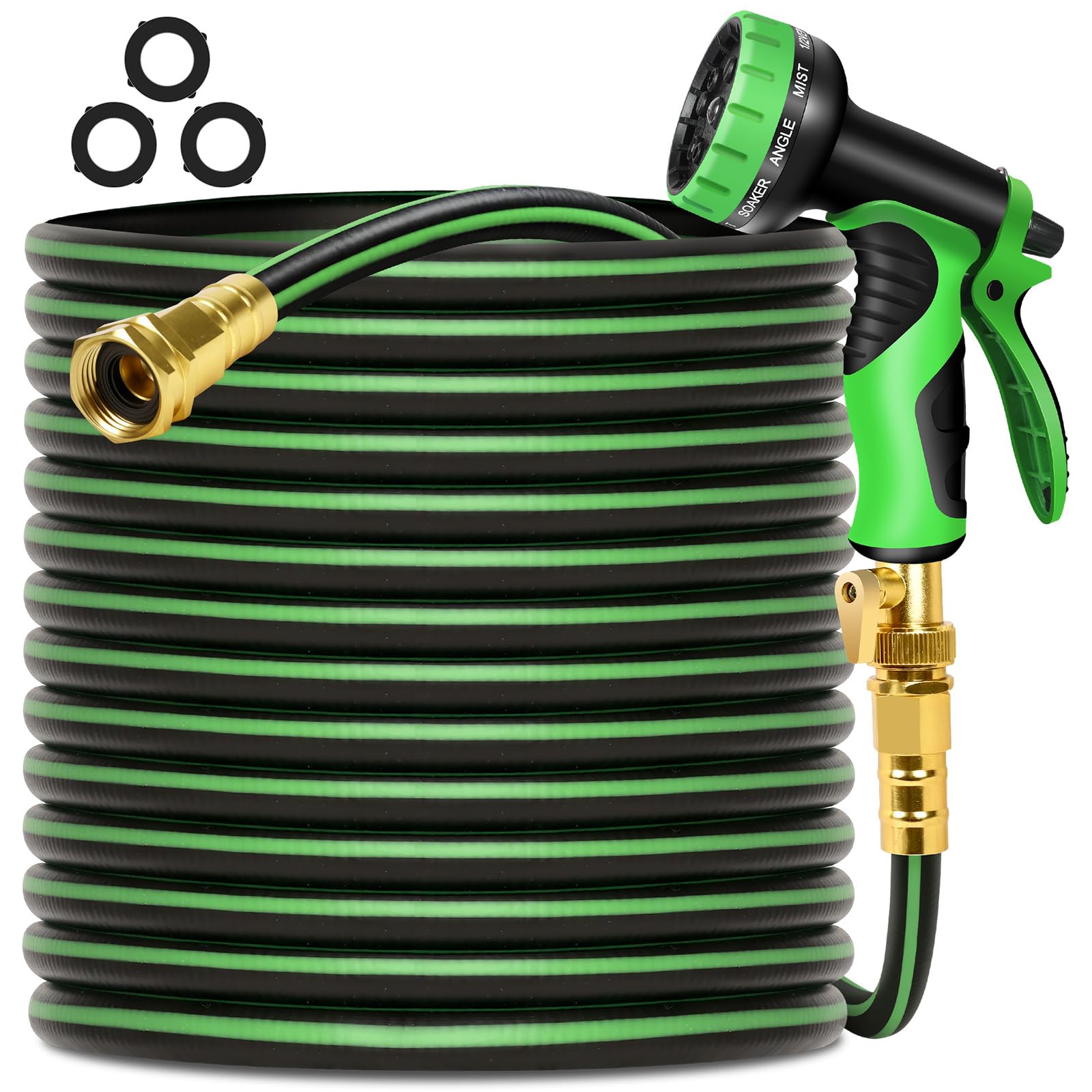 Wabolay Garden Hose 25 ft Water Hose Flexible Durable 5 Layers TPV No Kink Lightweight Flex Short Hybrid Hoses Heavy Duty with 3/4’’ Brass Fittings-10 Way Nozzle Collapsible Outdoor Pipe for Yard Lawn