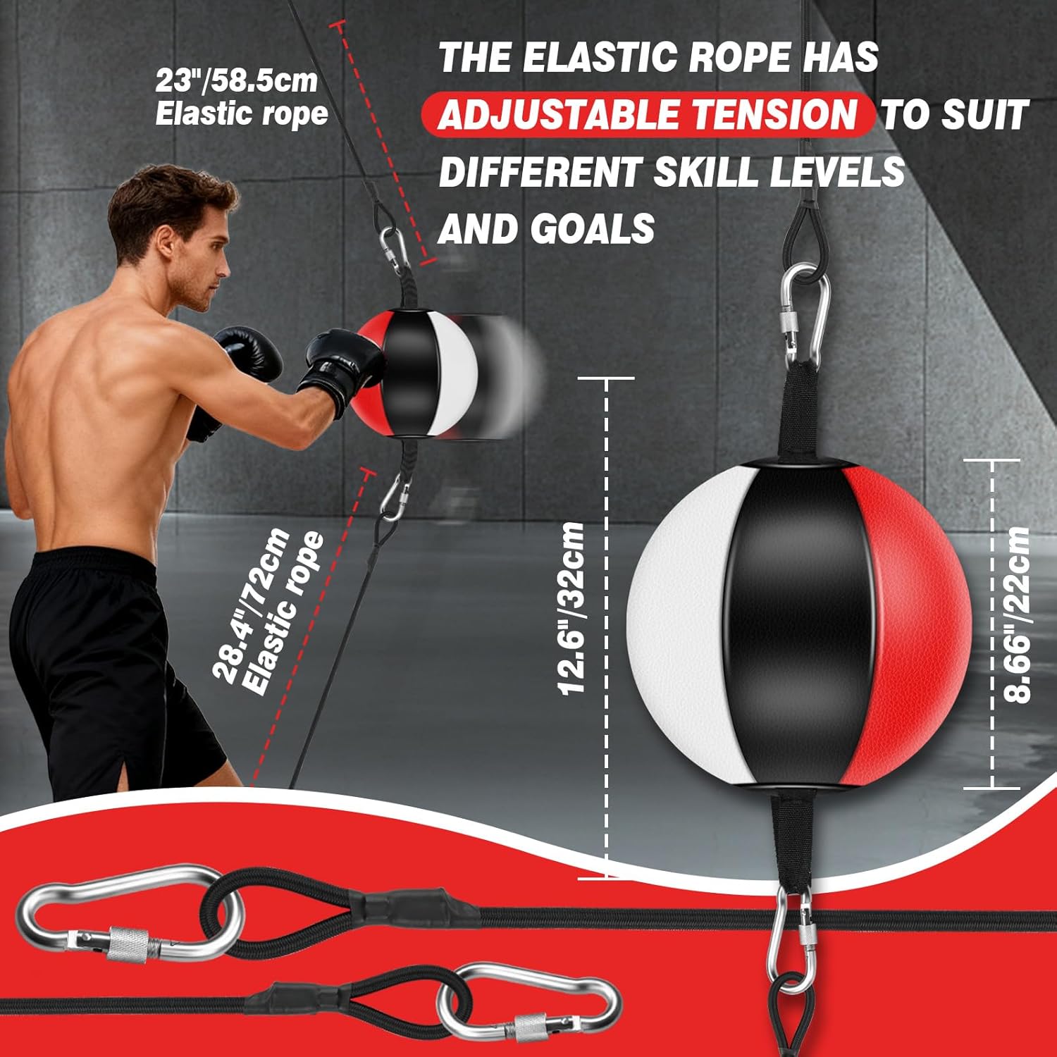 Doorway Punching Bag Double End Bag for Boxing, No Wall Installation Boxing Training Set with Bungee Cords, Double End Punching Ball Striking Equipment for Training at Home & Gym
