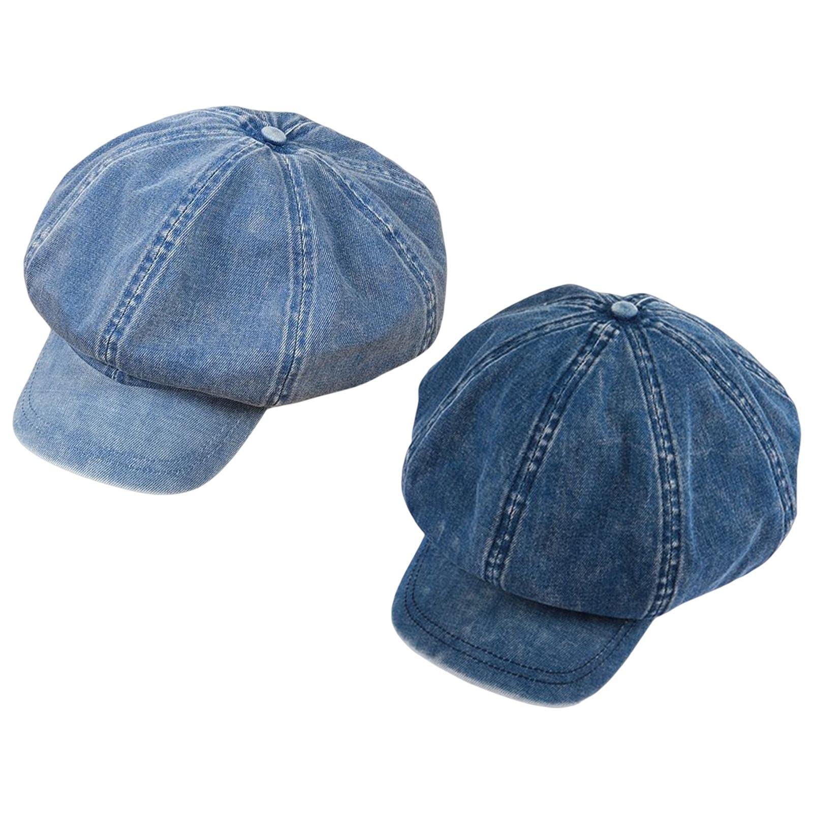 HEAVENGLOW Denim Cotton Newsboy Hat Soft 8 Panels Baker Boy Beret Flat Caps Vintage Light Blue|Clothing, Shoes & Accessories | Women's Accessories |1 Piece Women Newboy Hat-picture-42