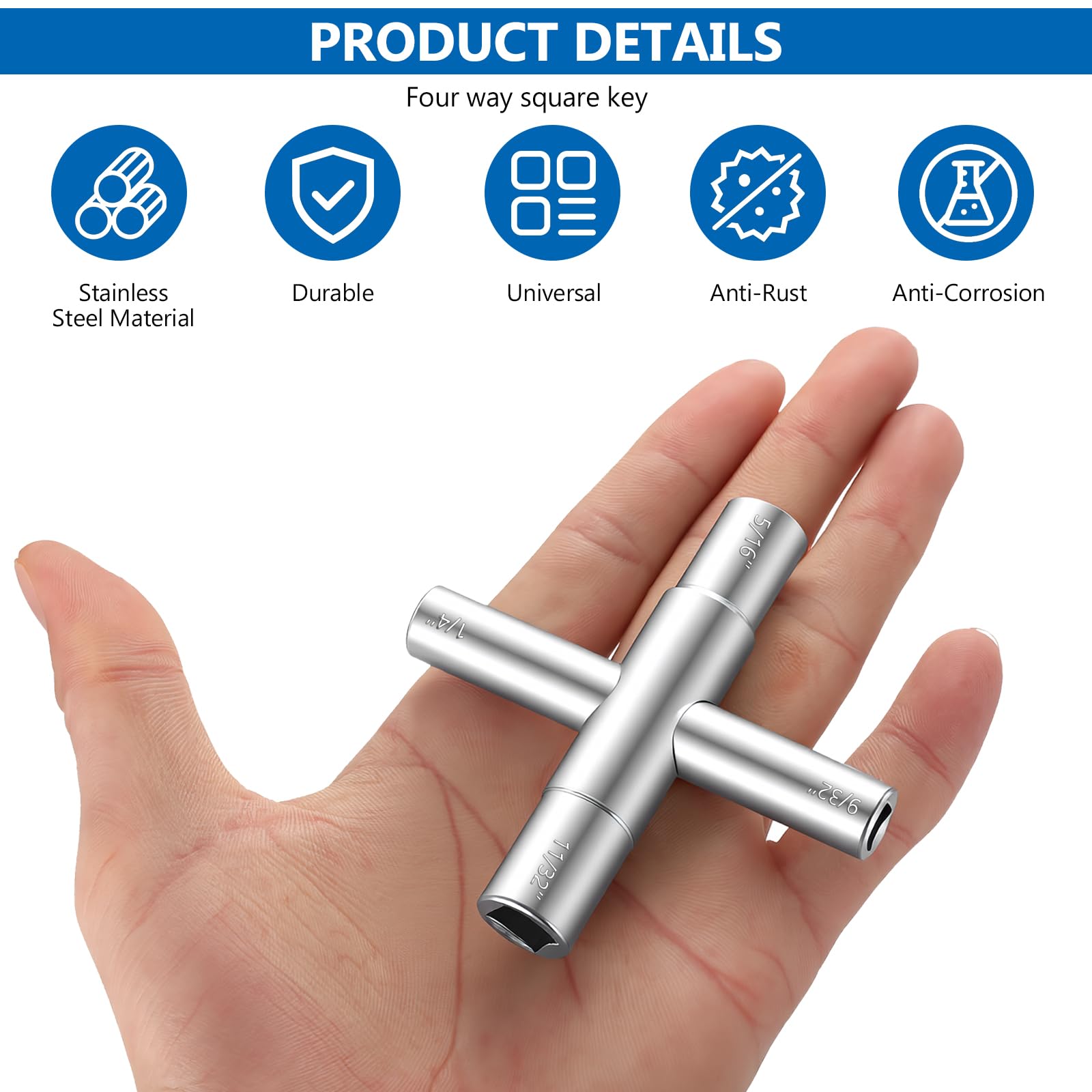 Chiave Quadrata Contatore Gas a 4 vie, 6,5mm/7mm/8mm/9mm chiave universale per contatori, chiavi per sfiati radiatori, quadro elettrico, contatori di elettricità, contatore acqua e gas