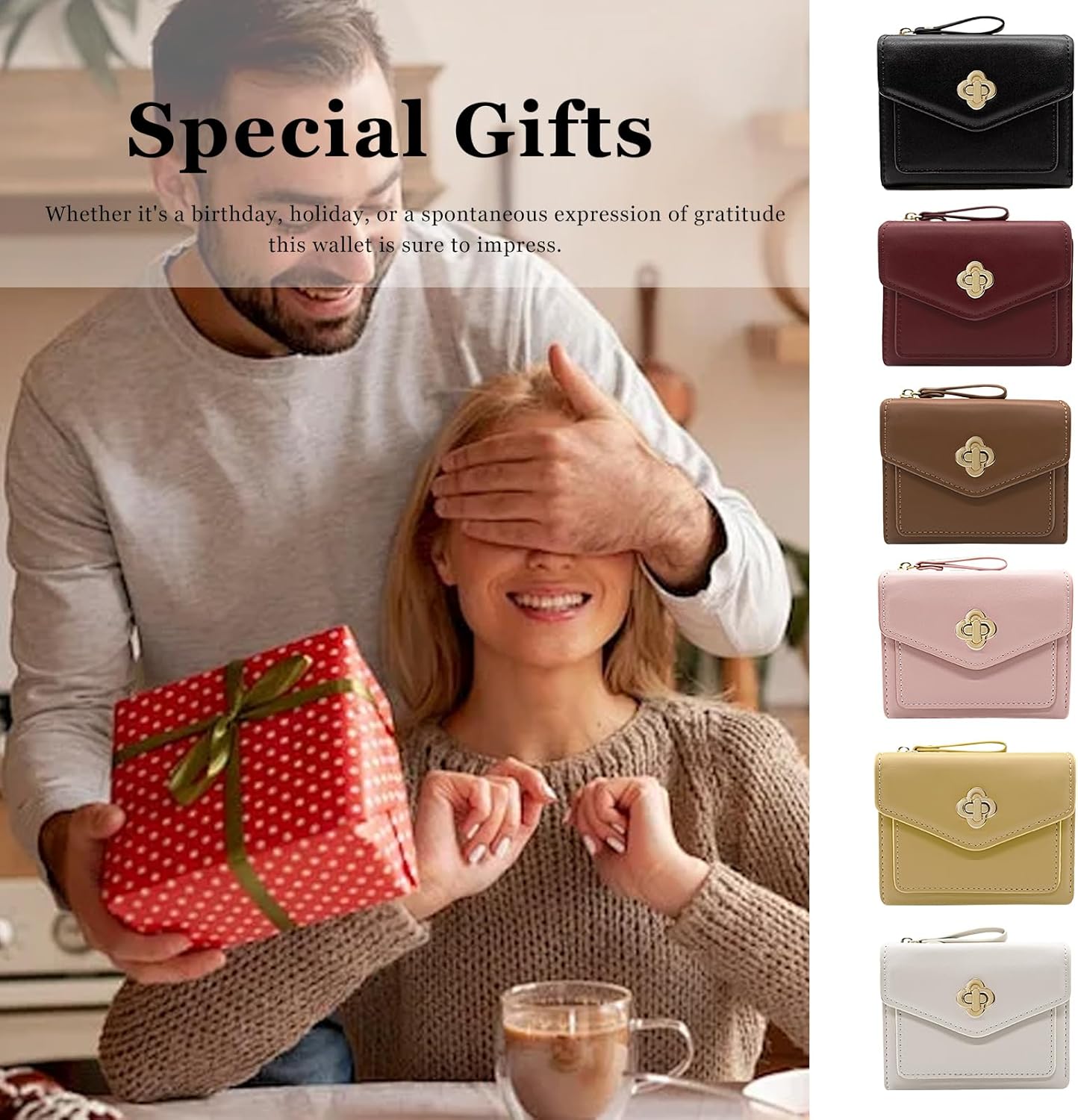 LJCZKA Wallet for Women Leather Bifold Cute Wallet Luxury Small Short Purse Credit Card Holder with Zipper Coin Pocket (Red) - Image 7