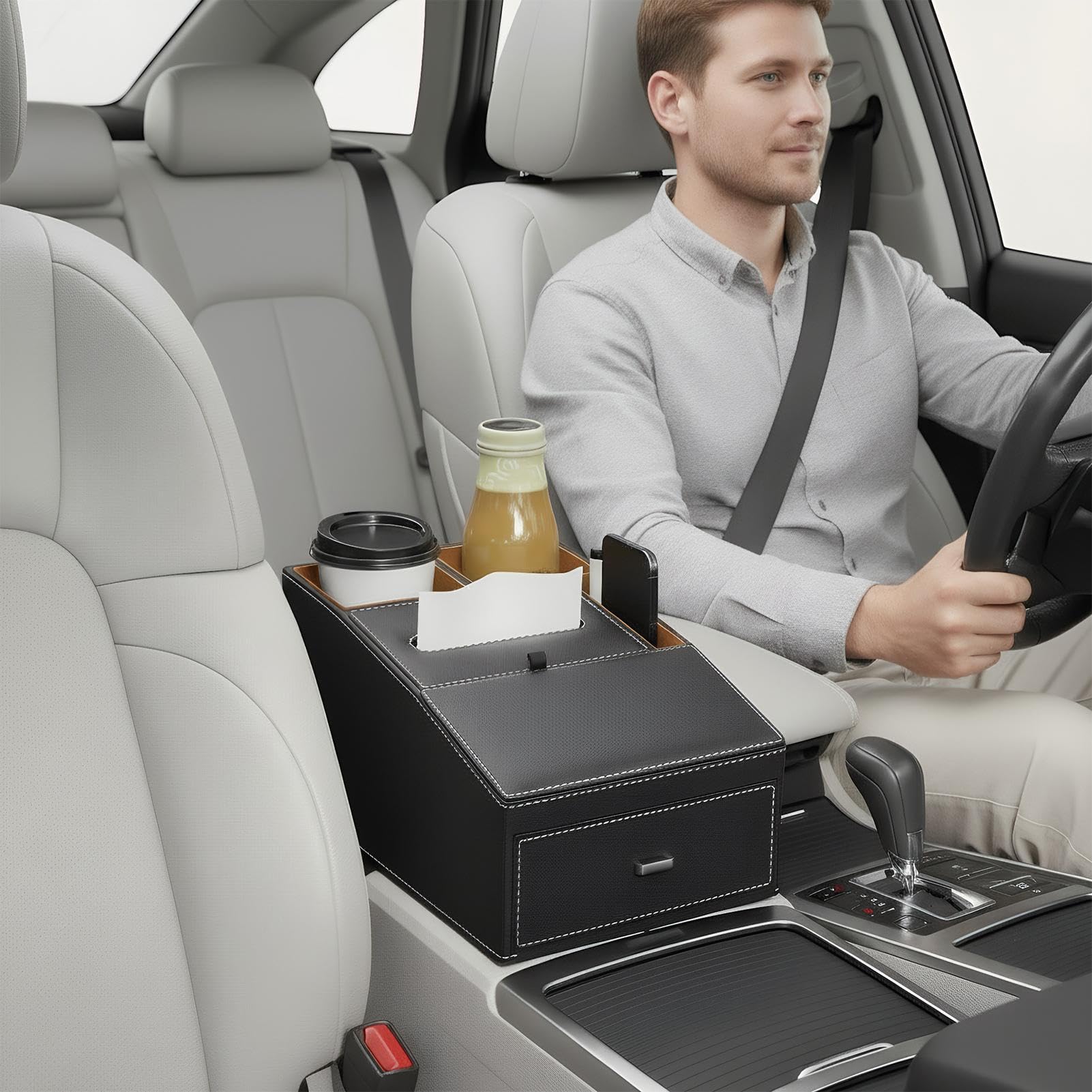 Générique Porta Bicchiere Per Bracciolo Dell'automobile | Distributore Multifunzione | Scatola Di Immagazzinaggio Per Console Centrale Dell'Auto,Per Veicolo Telefono E Accessori