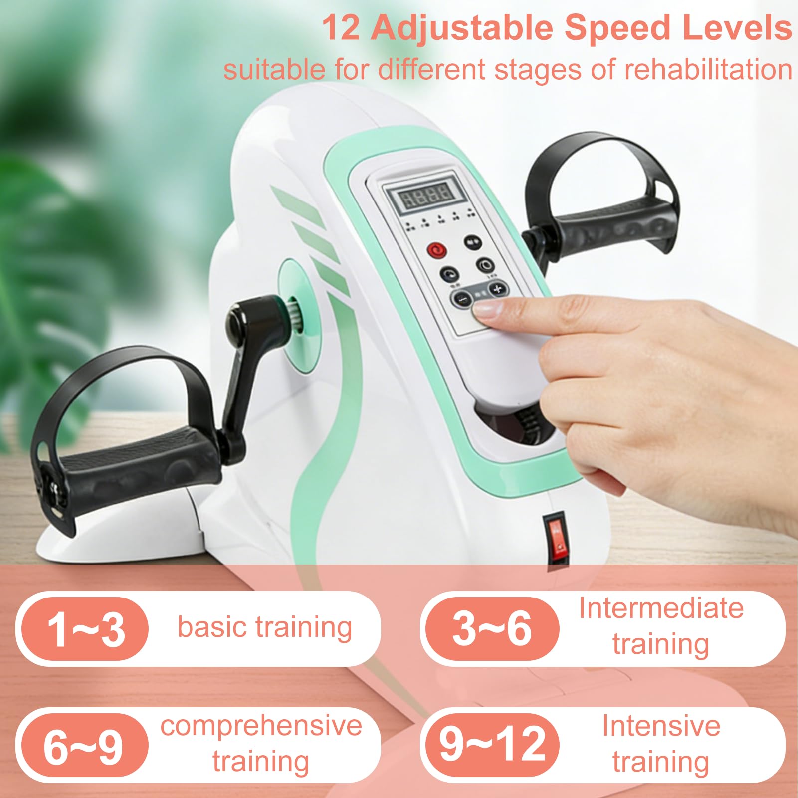 Elektryczny mini rower treningowy/stepper z pedałami, odpowiedni dla seniorów, regulowany i przenośny rower treningowy, sprzęt rehabilitacyjny, mini trenażer rowerowy