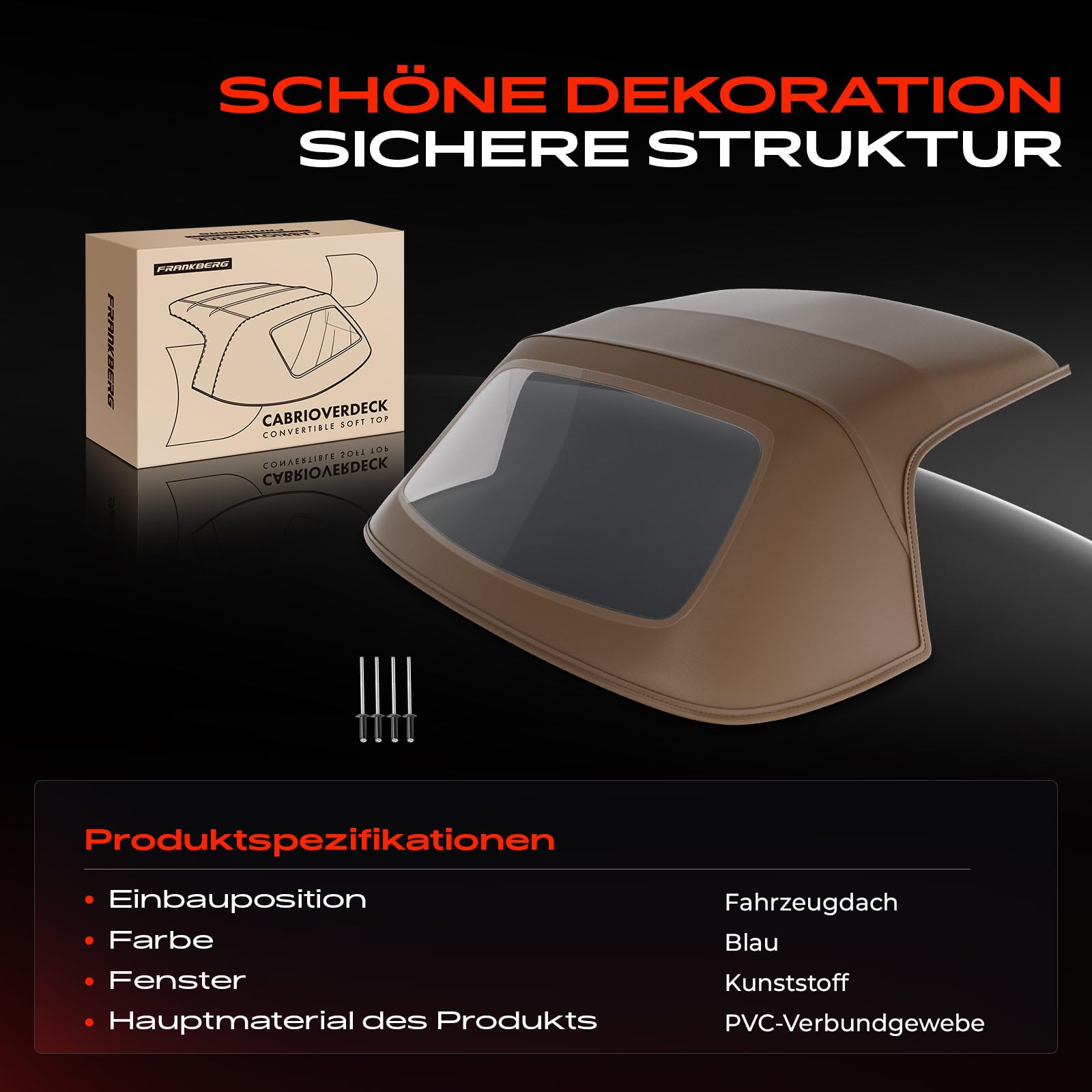 Frankberg Capote de cabriolet Softtop Brun Plastique Compatible avec Barchetta 183 1.8 16V 1995-2005 Cabriolet