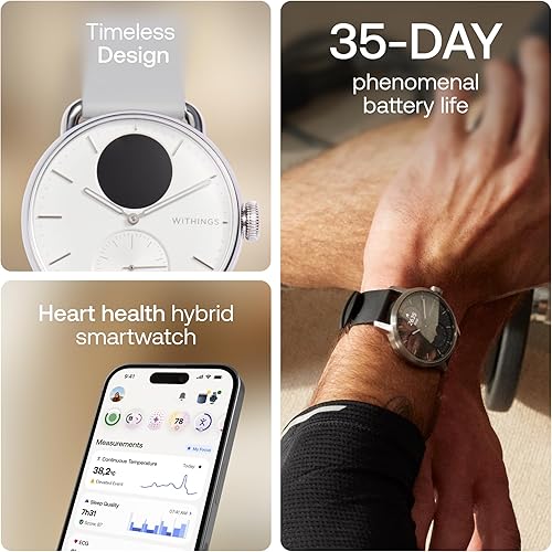 Miniatura 2 de WITHINGS ScanWatch 2 - Hybrid Smart Watch, Heart Rate Monitoring, Fitness Tracker, Cycle Tracker, Sleep Monitoring, GPS Tracker, 30-Day Battery