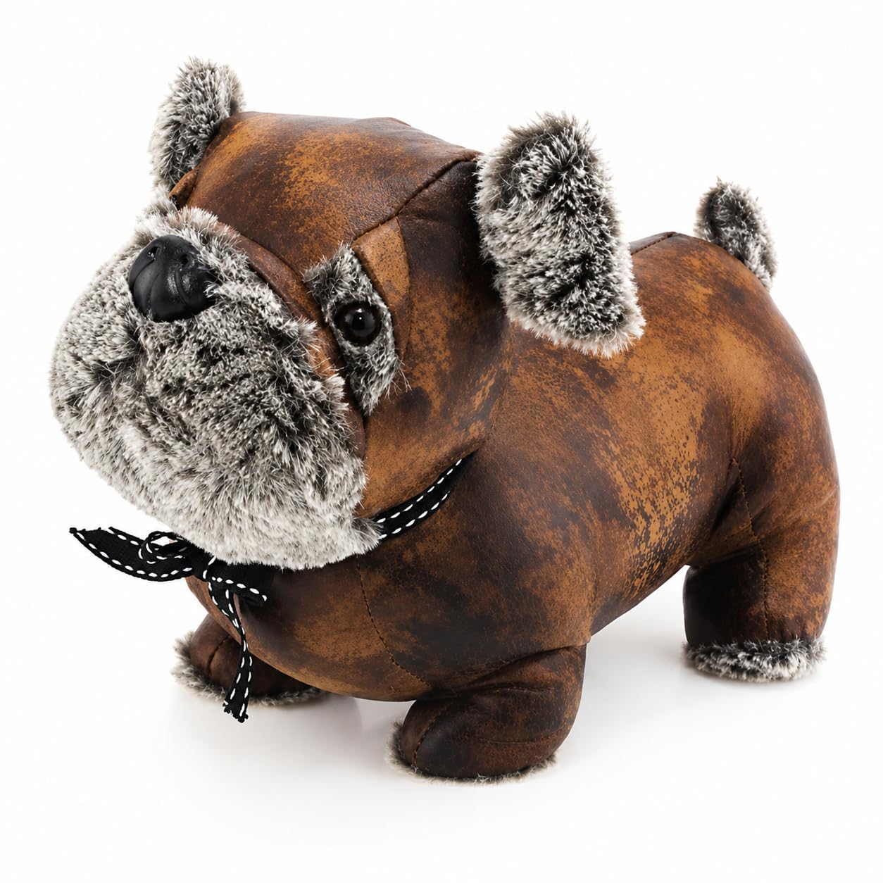 Tamersgifts Brown Pug Doorstop Pug Dog Door Stop Weighted Faux Leather Decorative Doorstop Animal Door Holder Home Decor 1.5Kg
