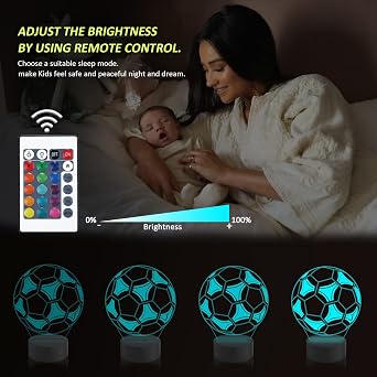 CooPark Football Gifts for Kids, 3D Illusion Lamp for Boys, 16 Colors Changing + Remote Control + Dimmbale + Timer, 3D Night Light for Football Player Teen Men Sports Fan Bedroom Decor [Energy Class G]
