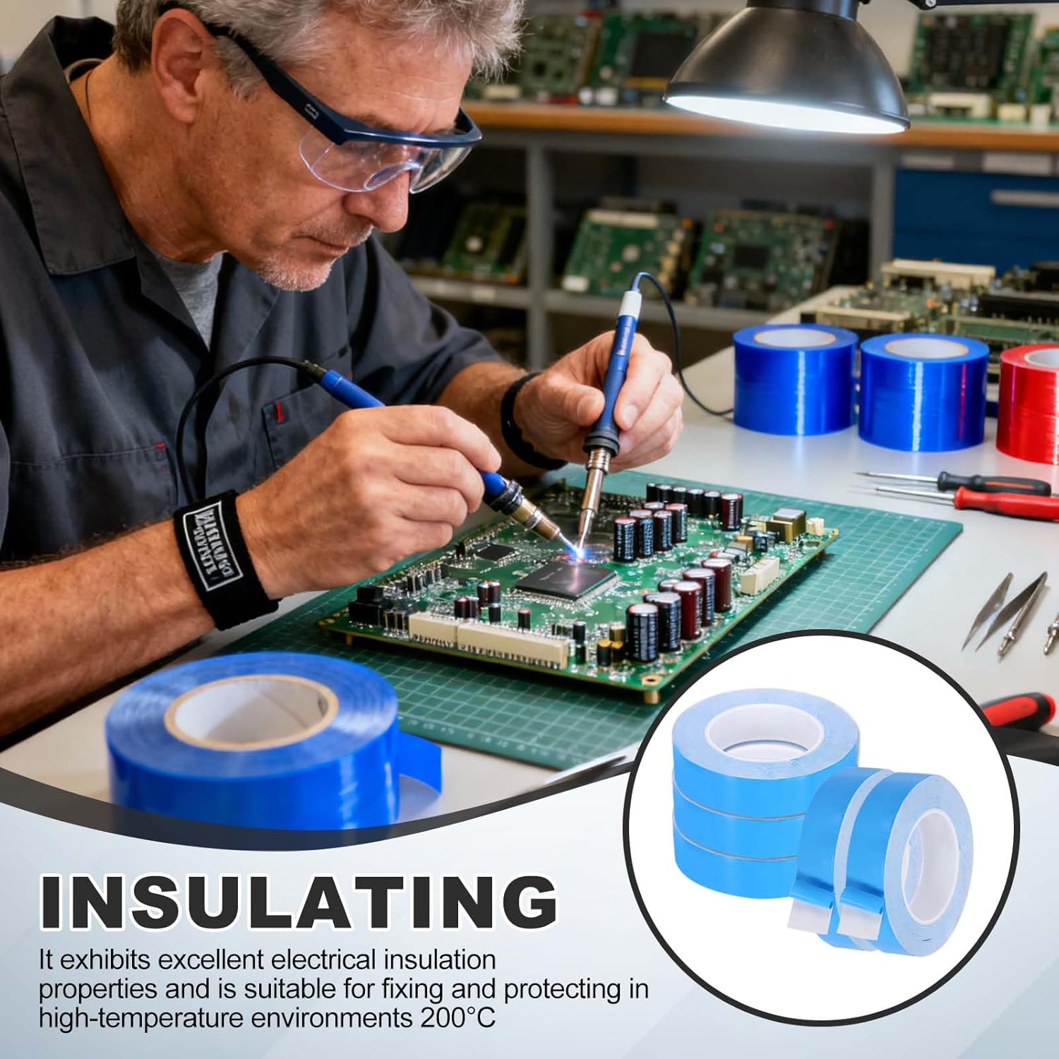 uxcell Thermal Adhesive Tape, 25m x 50mm x 0.25mm Double Sided Thermal Tapes Conductive Tape Electrically Insulated for Coolers LED Strips Heat Sink Computer CPU GPU, Blue