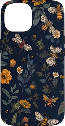 Miniatura 4 de Funda para iPhone XR Bees and wildflowers on dark blue