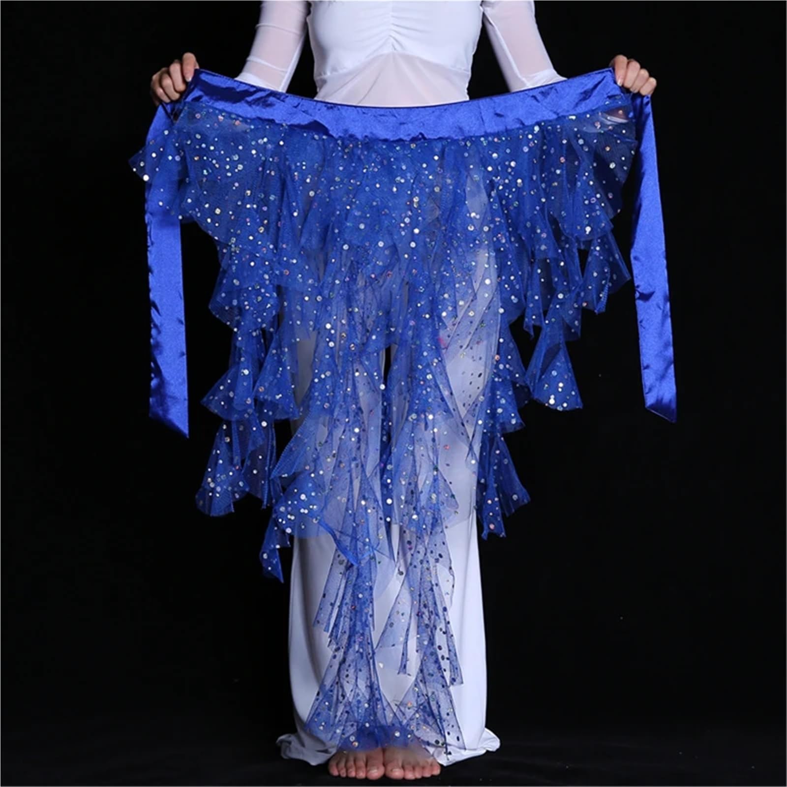 Sciarpa dell'anca di Danza del Ventre 7 Colori Cintura Gonna Avvolgente Elegante Catena con Paillettes per Feste di Danza