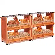 8-Compartment Chicken Nesting Boxes for Laying Eggs, Premium Pine Wood Design Without Sharp Edges, Weather-Resistant Sloped PVC Roof Laying Boxes for Hens, Spacious for Large Breeds