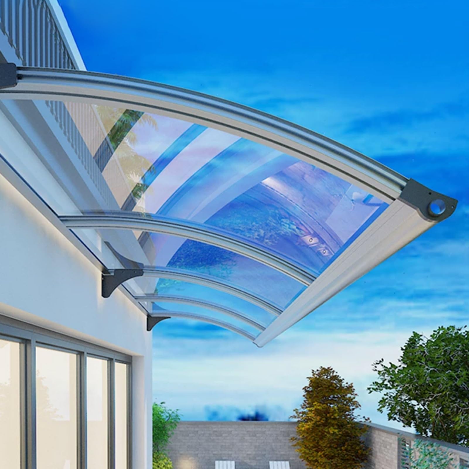 Marquise en polycarbonate haut de gamme et profilés aluminium