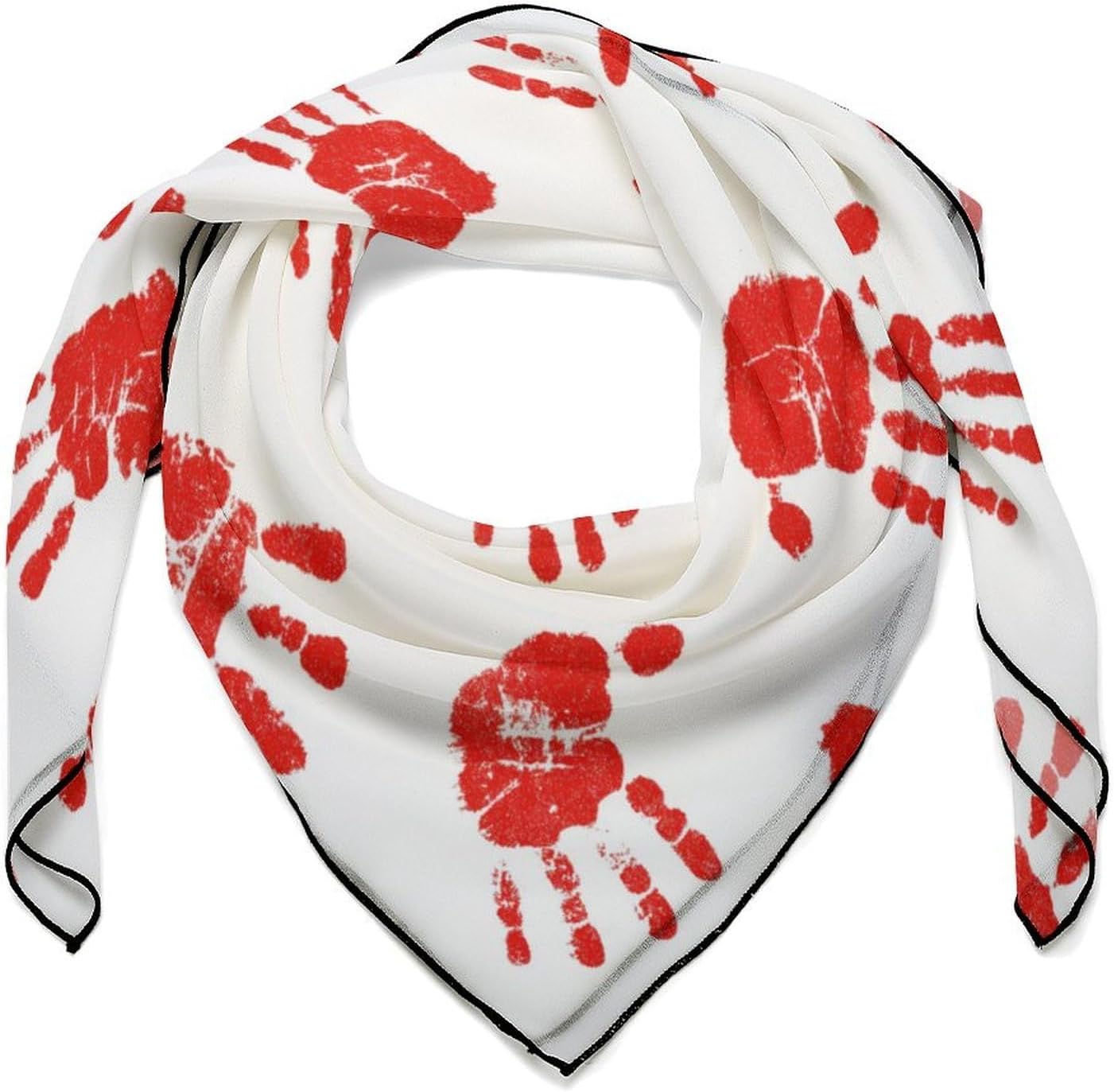 Halloween Bloody-Handprints Silk-Like Square Scarf for Women Vintage Printed Neck Scarf Bandanas Hair Scarves