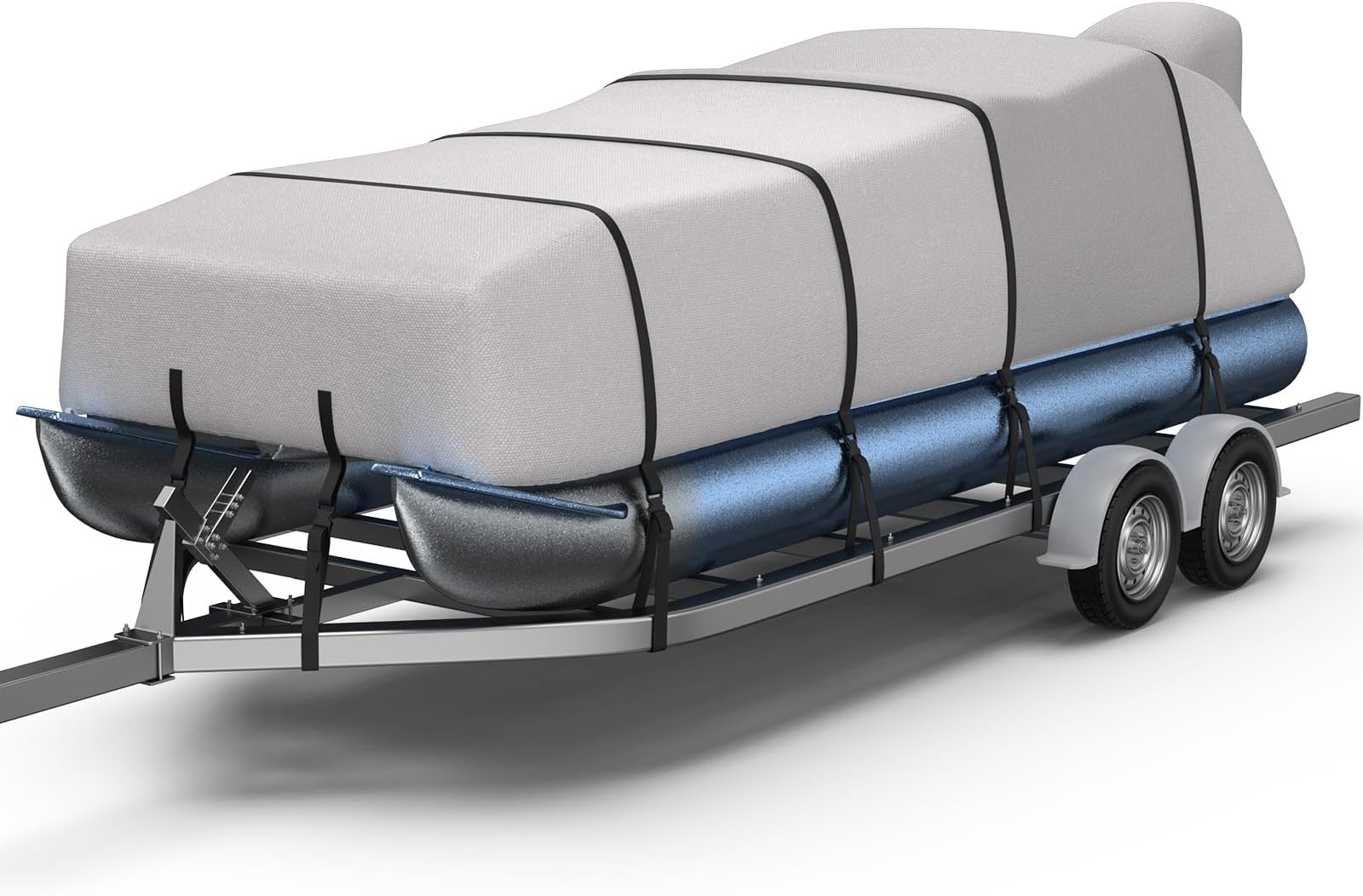 RVMasking1200D Partial Reinforced Waterproof Marine Grade Pontoon Boat Cover with Motor Cover for Length: 17’-20’, Beam Width up to 102”