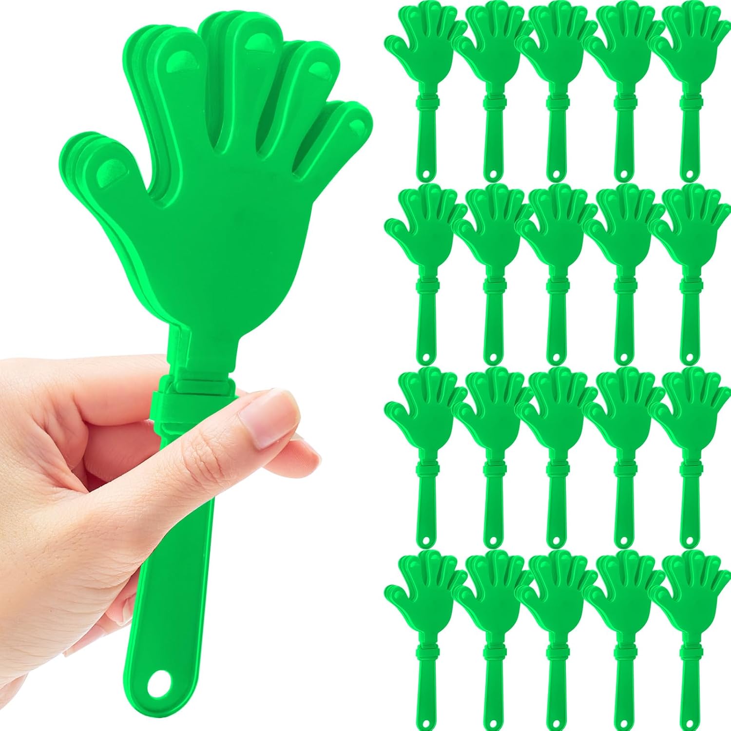 20 Pcs Hand Clappers Noisemakers 7.5 Inch Clappers Noisemakers Plastic Hand Clappers for Birthdays Game Football Sporting Events Cheers Supplies Dance Basketball Football Noisemakers(Green)