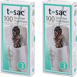 T-Sac Sacos de filtro de chá, infusor de chá descartável, tamanho 3, capacidade de 3 a 8 xícaras, conjunto de 200