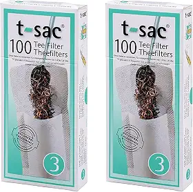 T-Sac Sacos de filtro de chá, infusor de chá descartável, tamanho 3, capacidade de 3 a 8 xícaras, conjunto de 200