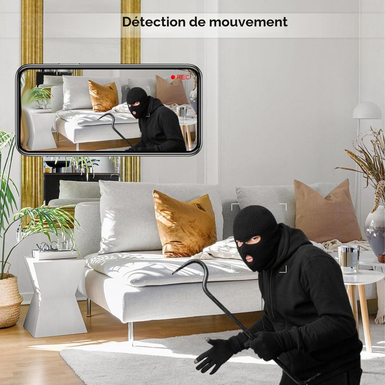 Petite Caméra WiFi sans Fil, Caméras de sécurité Espion Cachées HD 1080P à Vision Nocturne, Mini Caméra de Nounou à Détection de Mouvement pour Animal de Compagnie, Chien, bébé,