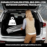Vista 4 de Portable Charcoal Grill: Foldable Charcoal Grill - Outdoor Stainless steel Barbecue Grill, Camping, picnics(larger)