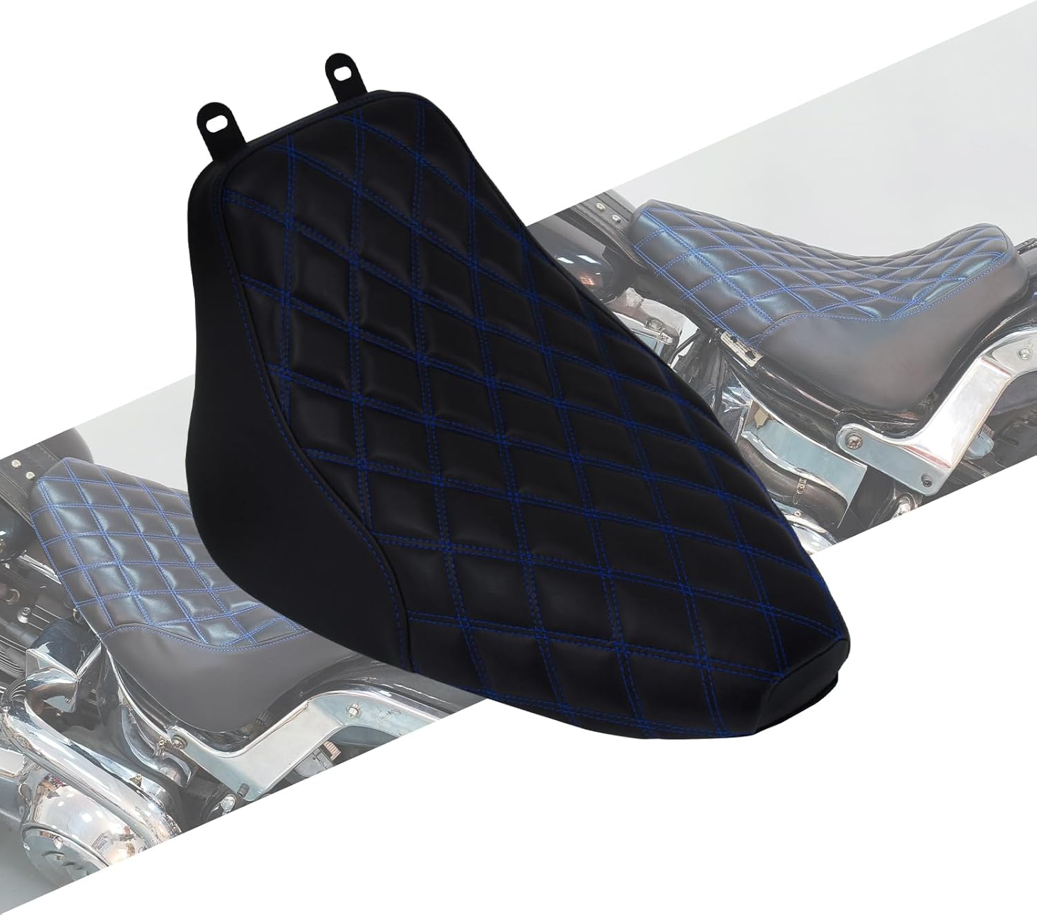 Motorcycle Front Driver Leather Cushion Pillion Seat Solo Seat Fit For Harley Heritage Softail Classic FLSTC Softail Deluxe FLSTN 2006-2017 (Black Stitching)