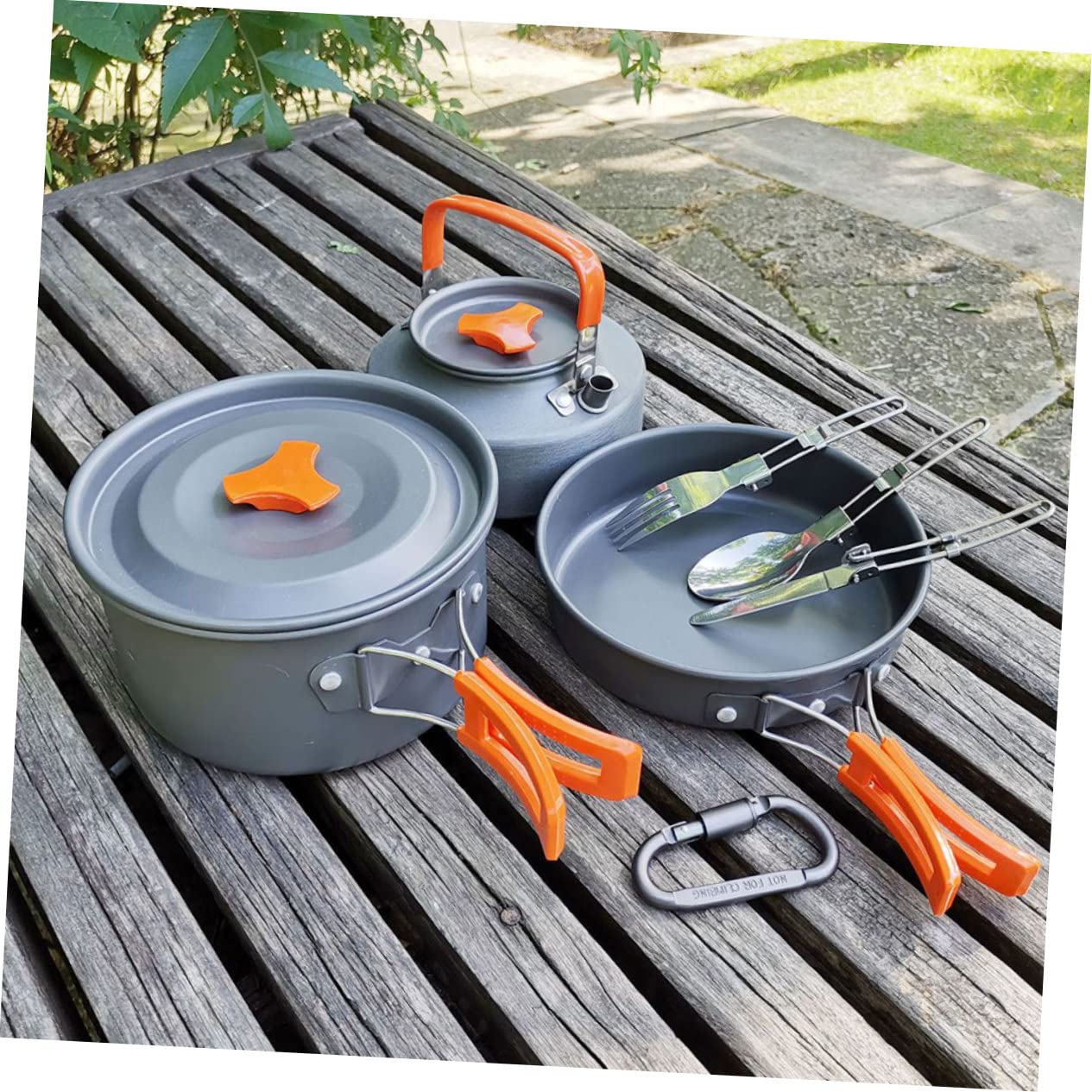 Ustensiles Cuisine de Camping Pliables 1 Set en Alliage D’aluminium Orange | Usage Camping et Escalade, Pratique et Résistant aux Hautes Températures, Format Portable Cuisine Extérieure