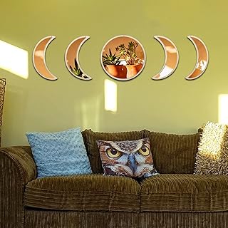 5pcs Moon Phase Mirror Set Scandinavian Natural 100% Real Glass Mirrors 4 Stars~ - Compare price