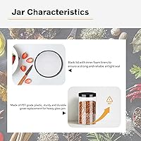 Vista 3 de Tarros de plástico transparente de 32 onzas paquete de 12 recipientes grandes redondos de plástico PET con tapas negras atornilladas tarros