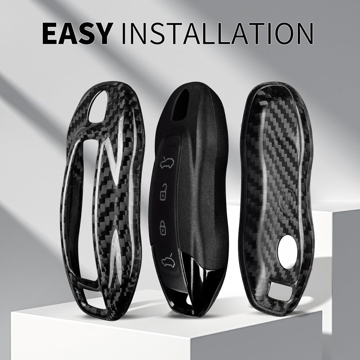 T-carbon Car Key Fob Cover Compatible with Porsche Macan EV Electric 2024/2025, Compatible with Cayenne EV Electric 2026