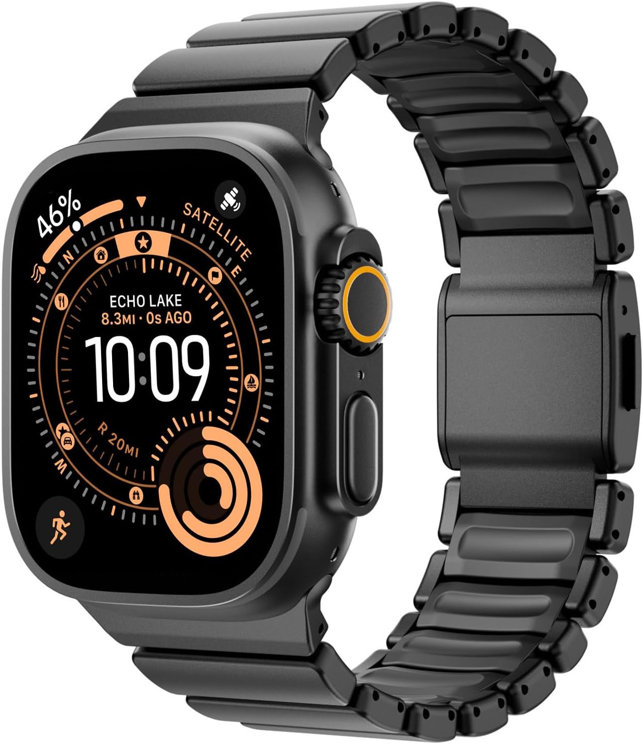 Titanium Band Compatible with Apple Watch Bands Ultra 3/2/1 49mm 46/45/44mm for Men Women, Titanium-Silicone Dual-Layer Luxury Link Bracelet with Magnetic Clasp for iWatch Series 11 10 SE 9 8 7 6 5 4