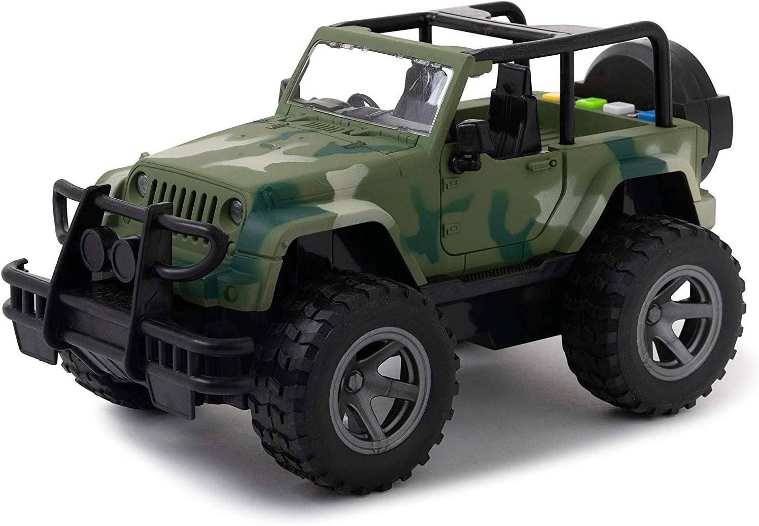 Toy To Enjoy Army Truck Toy with Flashing Light & Sound Effects - Friction Powered Wheels & Openable Doors - Heavy Duty Plastic Military Vehicle Toy for Kids & Children