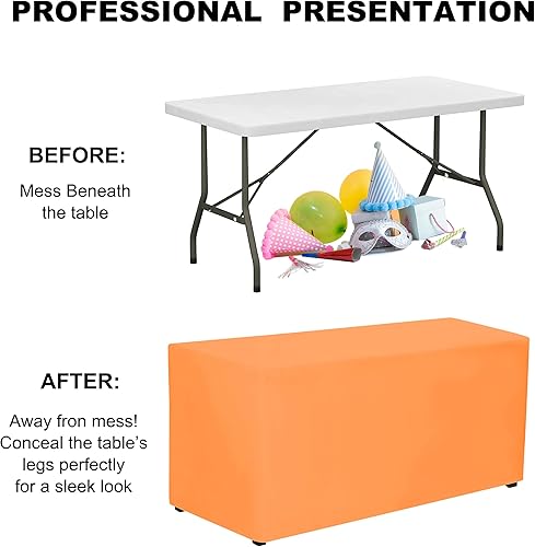 Miniatura 19 de PLOYMONO Paquete de 4 manteles ajustables color negro, fundas de mesa hasta el suelo para mesas rectangulares de 6 pies (72 x 30 pulgadas), mantel